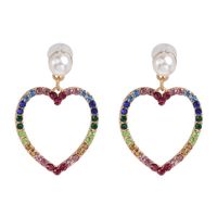 Womens Heart-shaped Rhinestone Alloy Earrings Nhjj124312 sku image 1