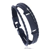 Grenz Überschreitende Explosive Accessoires, Schwarz Beschichtete Personal Isierte Leder Armbänder, Europäische Und Amerikanische Retro-gewebte Herren-und Damen Schmuck Armbänder, Studenten Trend main image 2