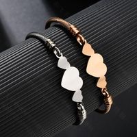 Unisex Heart Shaped Stainless Steel Bracelets &amp; Bangles Nhhf124856 main image 4