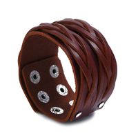 Fabrik Direkt Verkauf Punk Retro Rindsleder Armband Grenz Überschreitende Versorgung Einfache Mehr Schicht Ige Gewebte Herren Leder Armband Breite Haut sku image 3