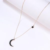 Womens Star Plating Alloy  Simple Natural Fashion Stars Moon Black Rhinestone Single Layer Necklaces Gy190505120138 main image 5