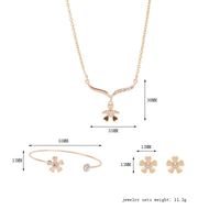 Heißer Verkauf Europäischer Und Amerikanischer Schmuck Dreiteiliges Set Aus Legierung Diamant Blumen Form Halskette Ohrringe Armband Exquisites Set main image 6