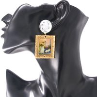 Xinwei Farbe Ölgemälde Weibliches Temperament Elegante Und Einfache Quadratische Ohrringe Ohrringe Zeigen Das Gesicht Dünn Und Vielseitig Persönlichkeit Kreative Ohrringe main image 3