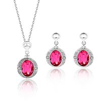 Hot Sale Diamant Pfirsich Rubin Schmuck Set Europäische Und Amerikanische Boutique Geschenk 2-teiliges Set Hersteller Quelle main image 1