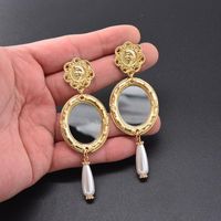 Womens Geometry Electroplating  Vintage Copper Resin Mini Photo Frame Alloy Earrings Nt190506120406 main image 2