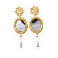 Womens Geometry Electroplating  Vintage Copper Resin Mini Photo Frame Alloy Earrings Nt190506120406 main image 3