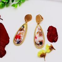 Womens Exquisite Contrast Color Elliptical Color Resin Earrings Om190506120440 main image 3