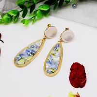 Womens Exquisite Contrast Color Elliptical Color Resin Earrings Om190506120440 main image 4