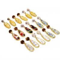 Womens Exquisite Contrast Color Elliptical Color Resin Earrings Om190506120440 main image 6