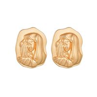 Europe Et En Amérique Croix Frontière Chaud-vente Nouvelle Arrivée Vintage Creative Irrégulière Géométrique Portrait Stud Boucles D'oreilles De Mode Court Alliage Oreille Anneaux main image 1