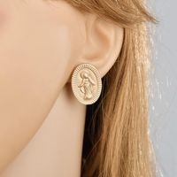 Ins Grenz Überschreitende Europäische Und Amerikanische Heiße Retro-porträt Ohrringe Kreative Religion Jungfrau Maria Ovale Legierung Ohrringe Frauen main image 3