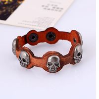 Grenz Überschreitende Europäische Und Amerikanische Neue Schmuck Fabrik Direkt Vertrieb Retro Rindsleder Armband Einfache Herren Schädel Leder Armband main image 7