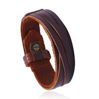 Unisex Geometric Leather  Vintage Wide Leather Cowhide Bracelets &amp; Bangles Nhpk120779 sku image 2