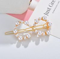 Japonais Et Coréen Minimaliste Creative Perle Coeur Couronne Bar Barrette Net Rouge Or Incrusté Perle Barrettes main image 12