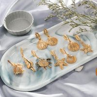 Womens Geometry Electroplating Seashell Starfish Conch Alloy Earrings Nhgy126520 main image 6