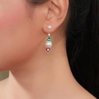Kleine Frische Geometrische Dreieck Perlen Diamant Ohrringe Ohrringe Weibliche Koreanische Mode All-match Pendler Ohrringe Ed02107d main image 3