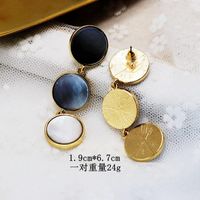 Womens Round Shell Alloy Needle Earrings Nhom126695 main image 3