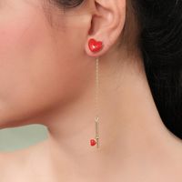 Womens Heart-shaped Oil Dropper Earrings Nhqd126702 main image 3
