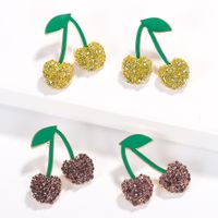 Womens Fruit Paint Cherry With Rhinestones Alloy Earrings Nhjq126707 main image 5