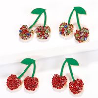 Womens Fruit Paint Cherry With Rhinestones Alloy Earrings Nhjq126707 main image 6