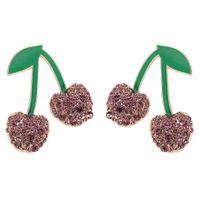 Womens Fruit Paint Cherry With Rhinestones Alloy Earrings Nhjq126707 main image 9