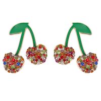 Womens Fruit Paint Cherry With Rhinestones Alloy Earrings Nhjq126707 main image 10
