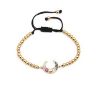 Europäische Und Amerikanische Grenz Überschreitende Mikro Eingelegte Zirkon-halbmond-kupfer Perlen Gewebt Verstellbares Armband Weiblich Woven Bracelet main image 3
