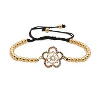 Micro-inlaid Zircon Flower Copper Bead Weave Adjustable Copper Bracelets &amp; Bangles Nhyl126723 main image 2