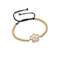 Europe Et En Amérique Croix Frontière Micro Incrusté Zircon Fleur De Cuivre Perle Tissé Réglable Bracelet Pour Hommes Et Femmes Tissé Bracelet main image 4