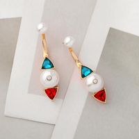 Womens Geometric Beads-studded Rhinestone Alloy Earrings Nhqd126590 sku image 1