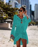 European And American New Hollow-out Knitted Dress Bell Sleeve Beach Jacket Sexy Bikini Blouse Sun Protection Clothing Swimsuit Outwear main image 12