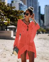 European And American New Hollow-out Knitted Dress Bell Sleeve Beach Jacket Sexy Bikini Blouse Sun Protection Clothing Swimsuit Outwear main image 5
