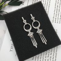 Womens Fashion Long Fringed Micro-set Zircon Earrings Nhwk126969 main image 2