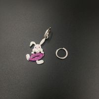 Fashion Bunny And Lips Asymmetric Micro-set Zircon Earrings Nhwk127040 main image 5