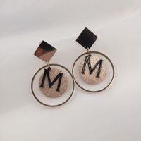 Womensfashion Letter M Earrings Frosted Sequins Circle Earrings Nhwk127183 main image 3