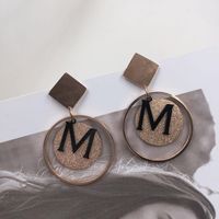 Womensfashion Letter M Earrings Frosted Sequins Circle Earrings Nhwk127183 main image 4