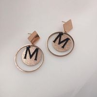 Womensfashion Letter M Earrings Frosted Sequins Circle Earrings Nhwk127183 main image 6