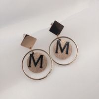 Womensfashion Letter M Earrings Frosted Sequins Circle Earrings Nhwk127183 sku image 1