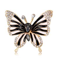 Neuer Europäischer Und Amerikanischer Modeschmuck Schwarz Schmetterlings Tropfen Öl Diamant Corsage Weibliche Legierung Diamant Galvanik Kc Spot main image 1