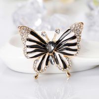 Neuer Europäischer Und Amerikanischer Modeschmuck Schwarz Schmetterlings Tropfen Öl Diamant Corsage Weibliche Legierung Diamant Galvanik Kc Spot main image 4