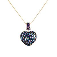 Spot  Croix-frontière Couleur En Forme De Coeur Zircon Pendentif Incrusté De Zirconium De Cuivre Placage Multi-couleur Amour Tophus Collier main image 8