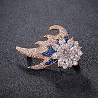 Womens Floral Micro-inlaid Zircon Flowers Copper Brooches Nhlj127330 sku image 1