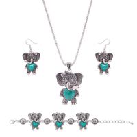 Commerce Extérieur Européen Et Américain Rétro Turquoise Éléphant Bijoux Trois-pièce Ensemble Spot Bohème Sculpté Bracelet sku image 1