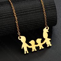 Womens Doll Plated A Family Of Four Stainless Steel Necklaces Nhhf127429 sku image 2