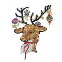 Longs Heng Stickerei Stoff Aufkleber Weihnachts Hirsch Pailletten Computer Stickerei Kapitel Sika Hirsch Cartoon Kleidung Passendes Zubehör Mit Klebstoff main image 6