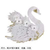 Flower Black And White Swan Embroidery Cloth Sticker Nhlt127515 main image 3