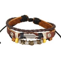New Beaded Cowhide Leather Bracelets &amp; Bangles Nhpk127706 sku image 1