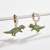 Alloy Rhinestone Creative Cute Tyrannosaurus Earrings Nhjq127986 main image 6