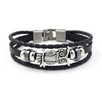 Fabrik Direkt Vertrieb Europäische Und Amerikanische Retro-eulen Rindsleder Armband Herren Gewebtes Armband Cross-spiegel E-commerce-angebot main image 1