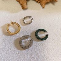 Korea Dongdaemun Persönlichkeit Ein U-förmiger Offener Ring Ohrring Mit Doppeltem Verwendung Zweck, Einfache Und Kalte Temperament-diamant Ohrringe main image 4